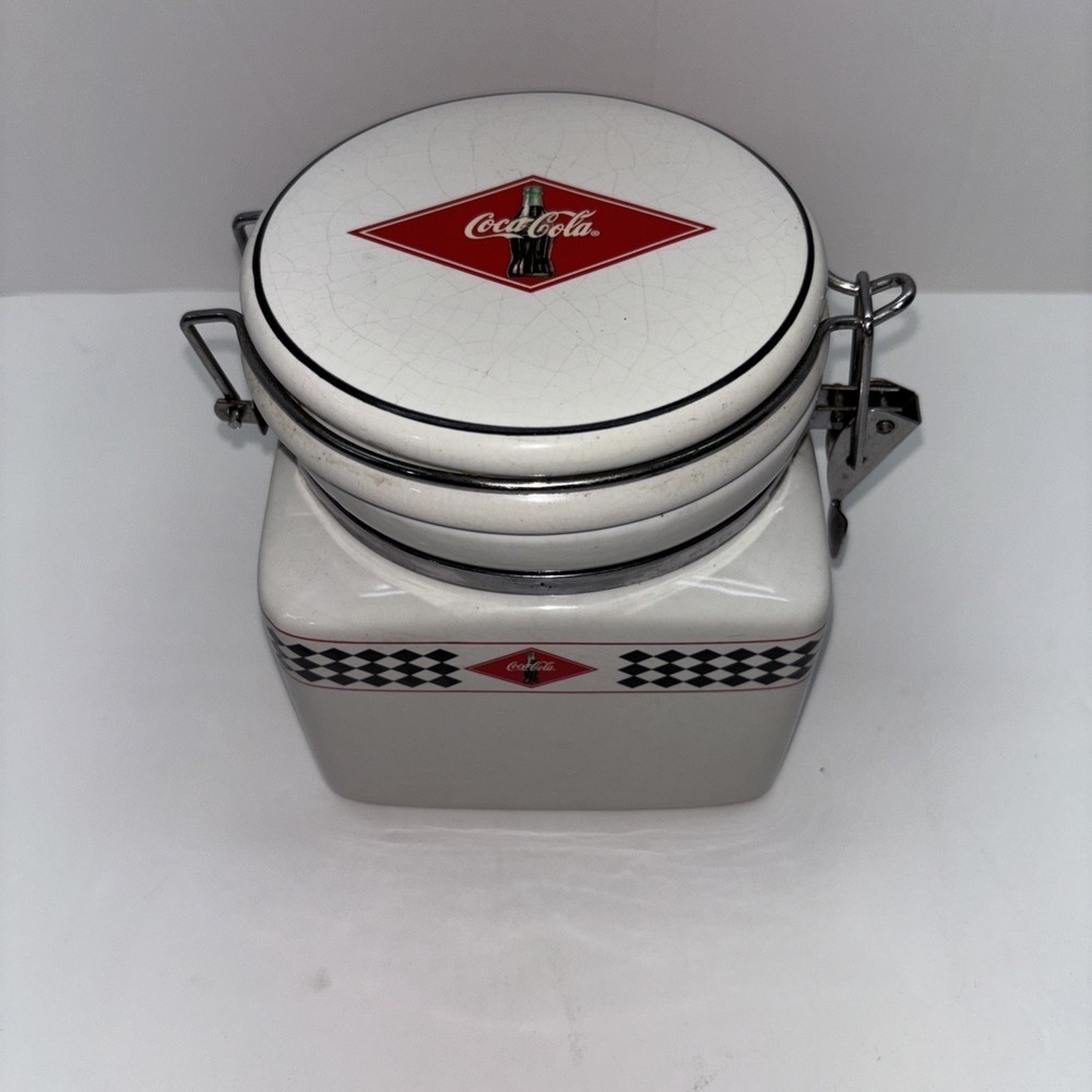 Vintage 2003, 5" X 5 3/4" Gibson Coca-Cola‎ Coke Ceramic Canister Beverage